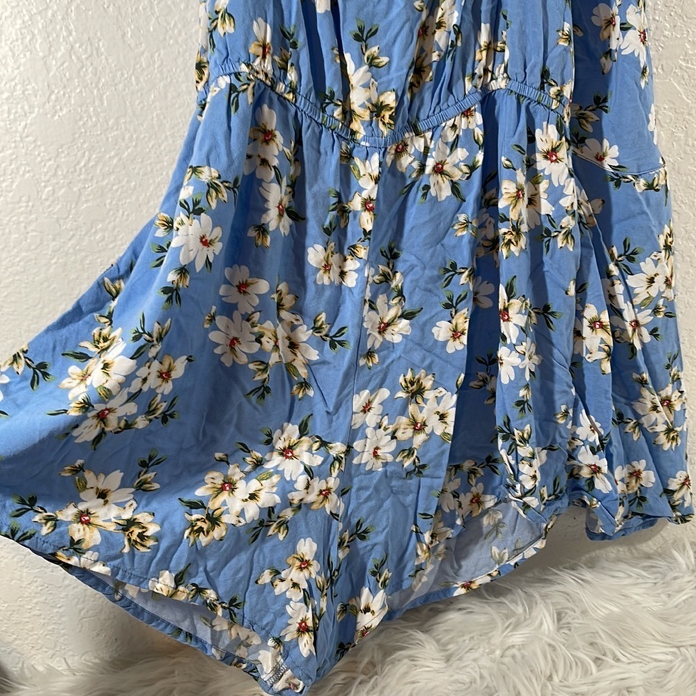 Arizona Jean Co Women’s Romper Sweetheart Neck Sleeveless Blue Floral Flowy XL - Picture 5 of 6